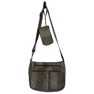 Travelon Anti-Theft Crossbody Bag With RFID Wristlet Gray Snakeskin Print